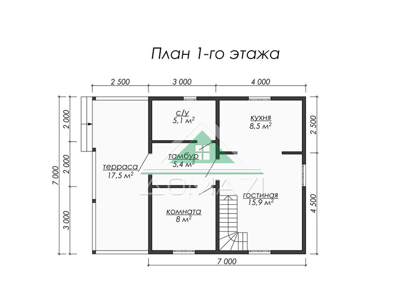 Каркасный дом 9.5×7 проект 49