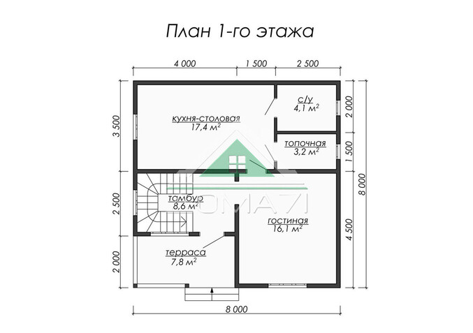 Каркасный дом 8×8 проект 50