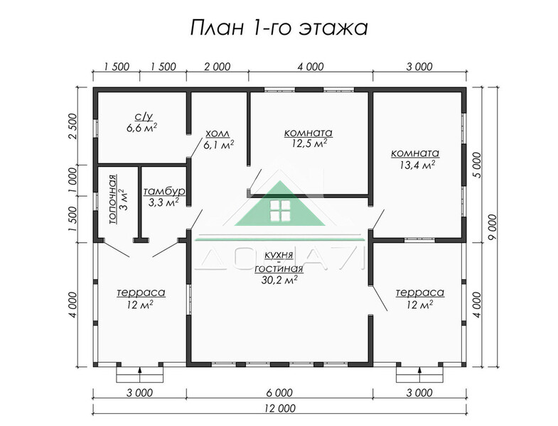 	Каркасный дом 12×9 проект 51