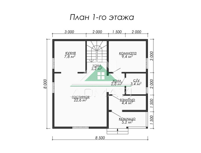 Каркасный дом 8.5×8 проект 52