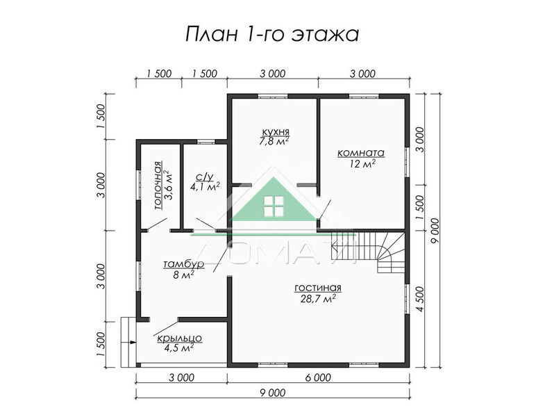 Каркасный дом 9×9 проект 54