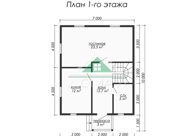 Каркасный дом 8.5×7 проект 55