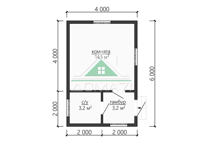 Дачный домик одноэтажный 4х6 проект 45