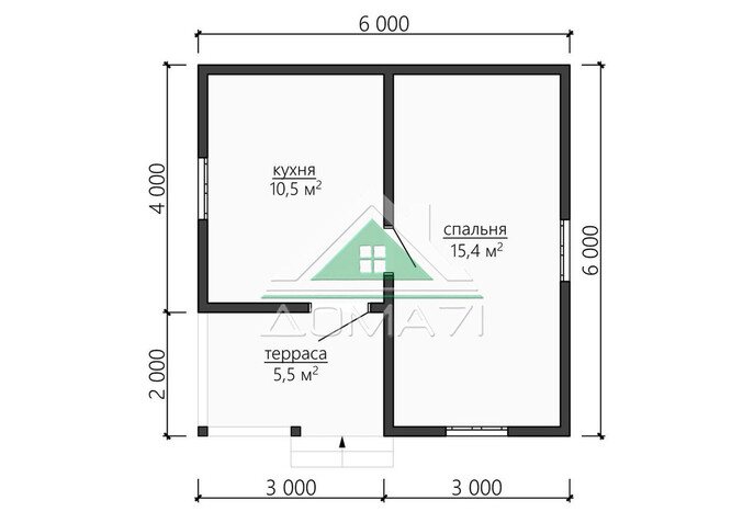 Дачный дом одноэтажный 6х6 проект 47