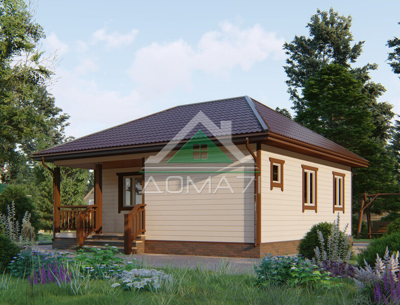 Каркасный дом 8×8 одноэтажный проект 58