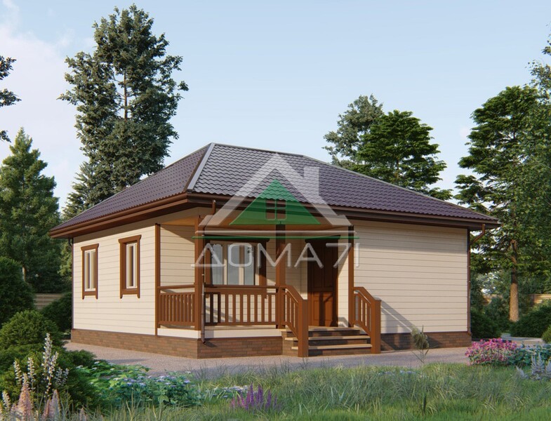 Дачный дом одноэтажный 8х8 проект 52