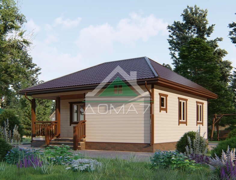 Дачный дом одноэтажный 8х8 проект 52