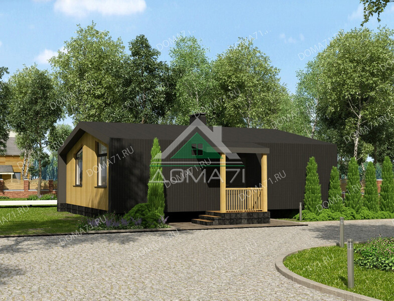 Каркасный дом 71 кв.м одноэтажный проект 77