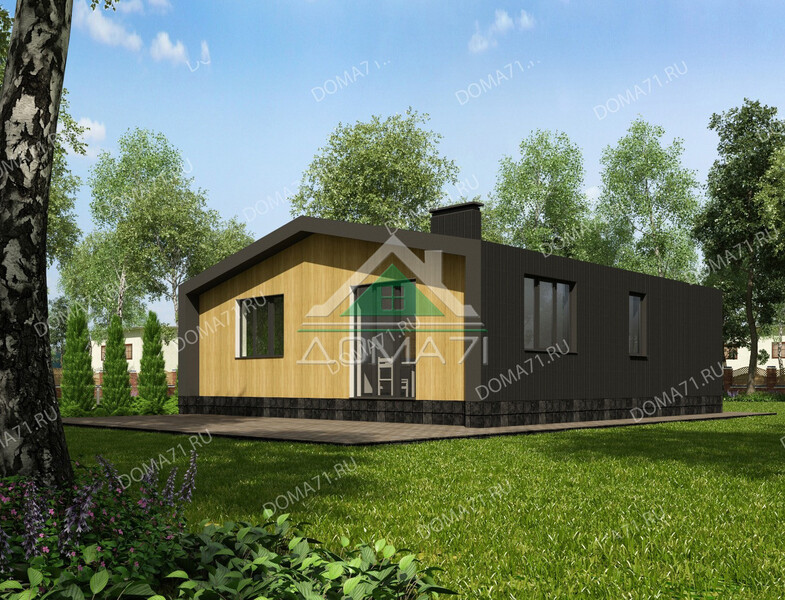 Каркасный дом 71 кв.м одноэтажный проект 77