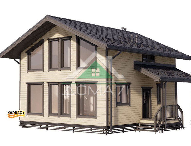 Каркасный дом 8×9 в 2 этажа проект №67