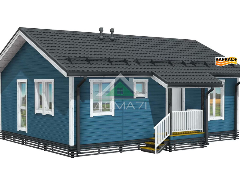 Каркасный дом 9,7×7,1 из сухой строганной доски