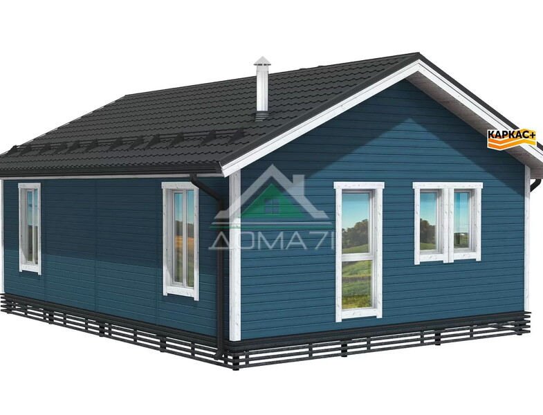 Каркасный дом 9,7×7,1 из сухой строганной доски