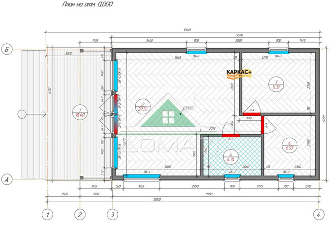 Каркасный дом 6х12,5 из сухой строганной доски №59