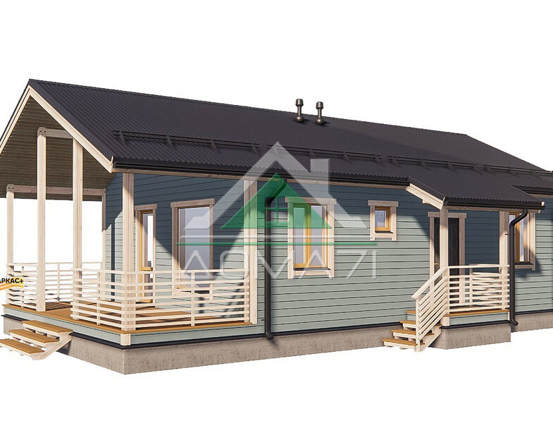 Каркасный дом 12х8 из сухой строганной доски