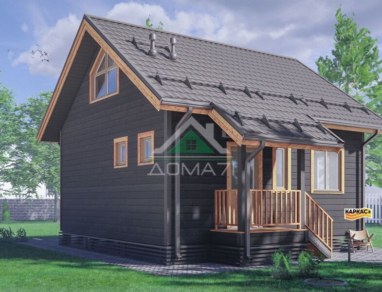 Каркасный дом 7×8 с мансардным этажом №64