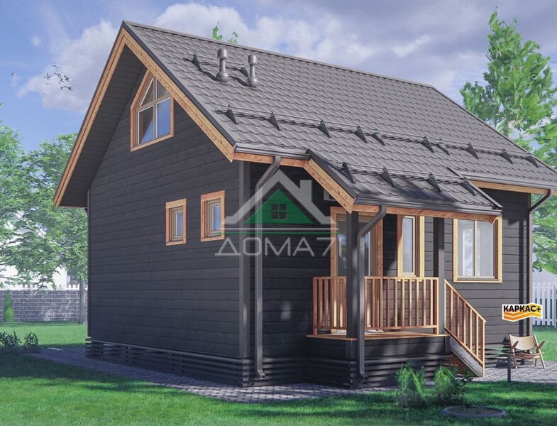 Каркасный дом 7×8 с мансардным этажом №64