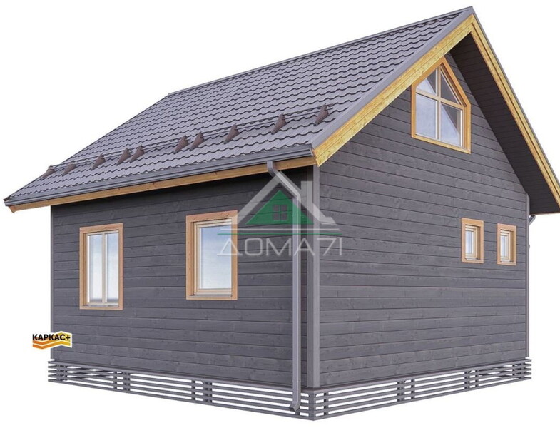 Каркасный дом 7×8 с мансардным этажом №64