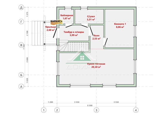 Каркасный дом 7×8 с мансардным этажом №64