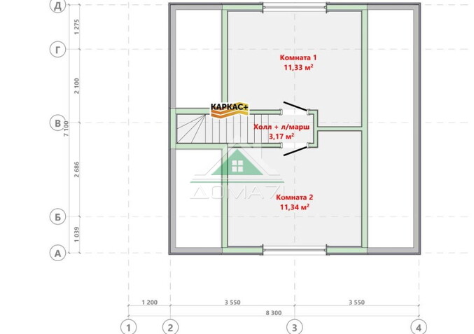 Каркасный дом 7×8 с мансардным этажом №64