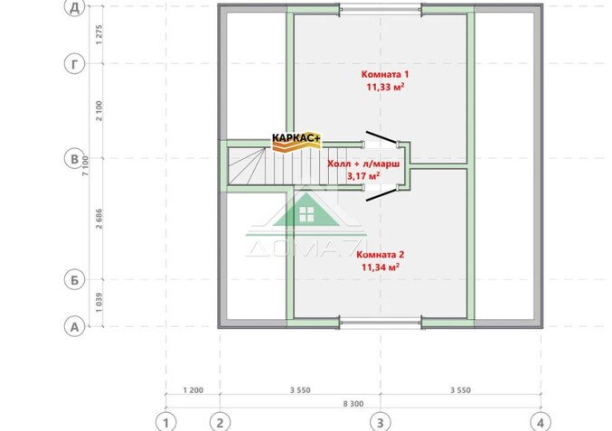 Каркасный дом 7×8 с мансардным этажом №64