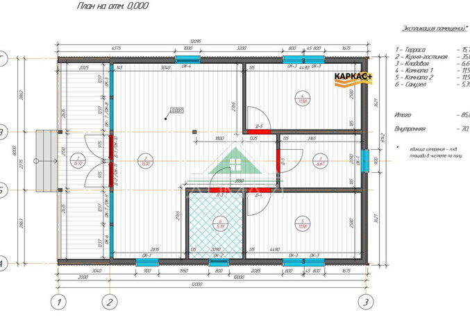 Каркасный дом 8х12 из сухой строганной доски №60