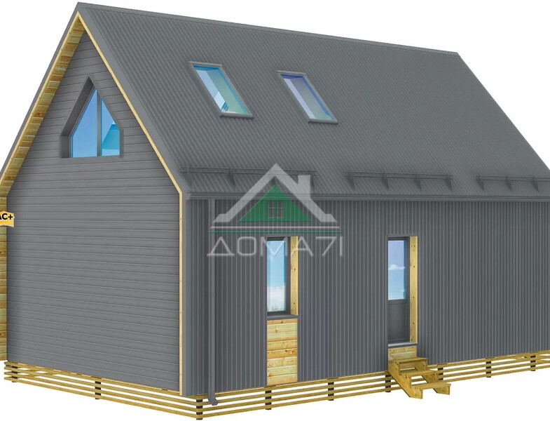 Каркасный дом 10×6 в стиле Барнхаус