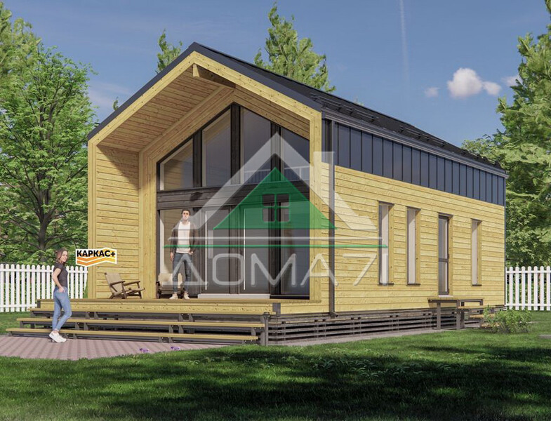 Каркасный дом 6×12,5 в стиле Барнхаус №61