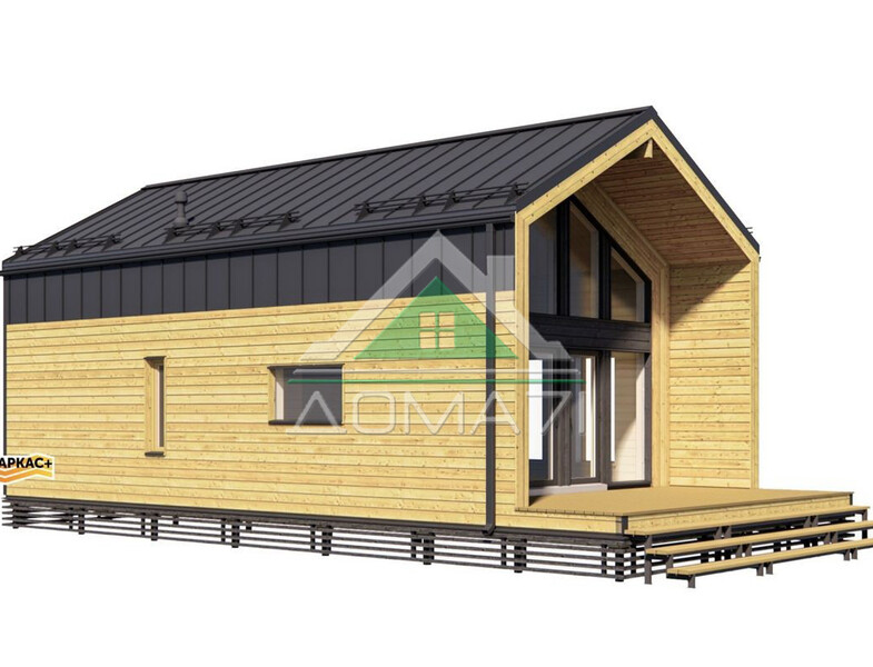 Каркасный дом 6×12,5 в стиле Барнхаус №61