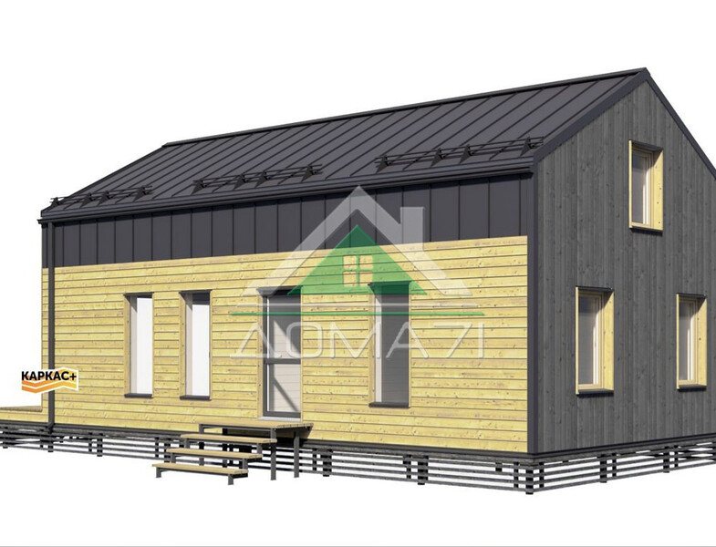 Каркасный дом 6×12,5 в стиле Барнхаус №61