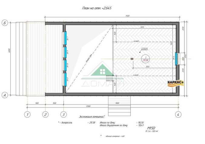 Каркасный дом 6×12,5 в стиле Барнхаус №61