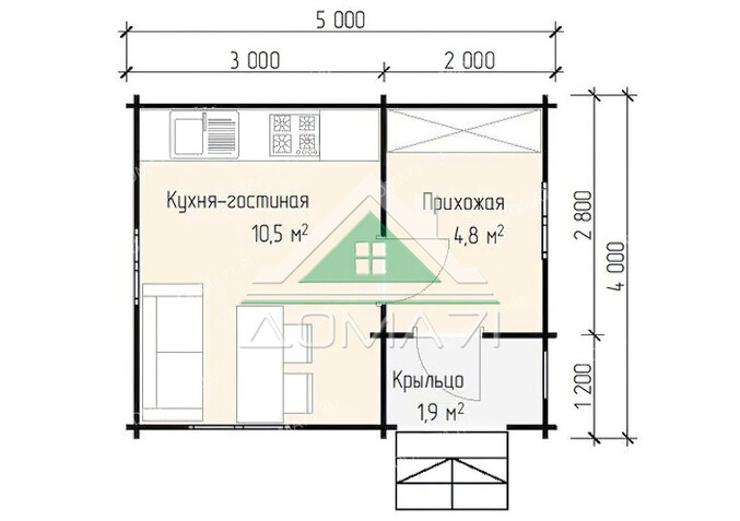 Дачный дом из бруса 4х5. Проект 23
