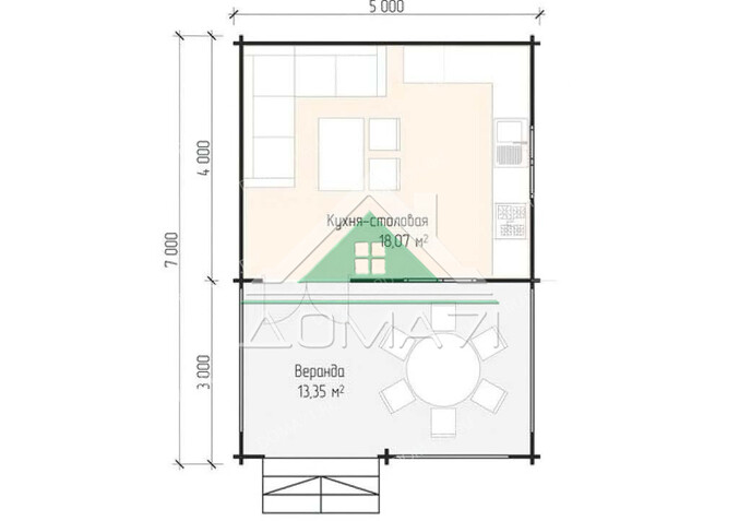 Дачный дом из бруса 5х7. Проект 24