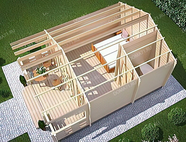 Дачный дом из бруса 6х4,5. Проект 27