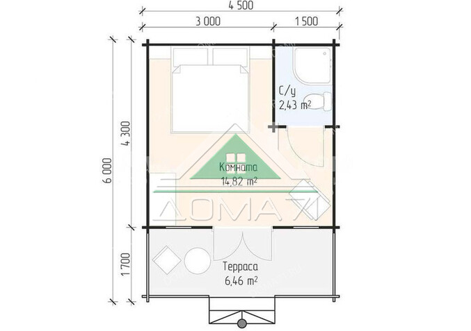 Дачный дом из бруса 6х4,5. Проект 27