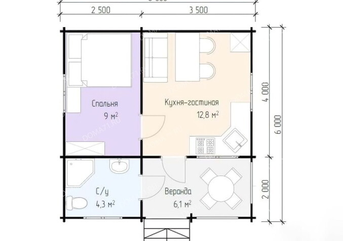 Дом из бруса 6х6. Проект 29