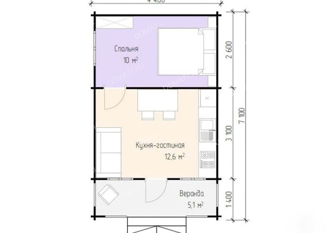 Дача из бруса 4,5х7. Проект 30
