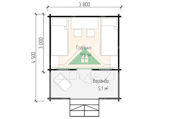 Домик из бруса 4х4,5. Проект 32