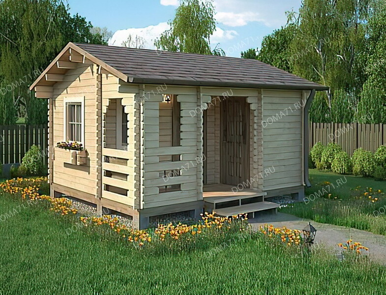 Садовый домик 4х4,5 из бруса. Проект 33