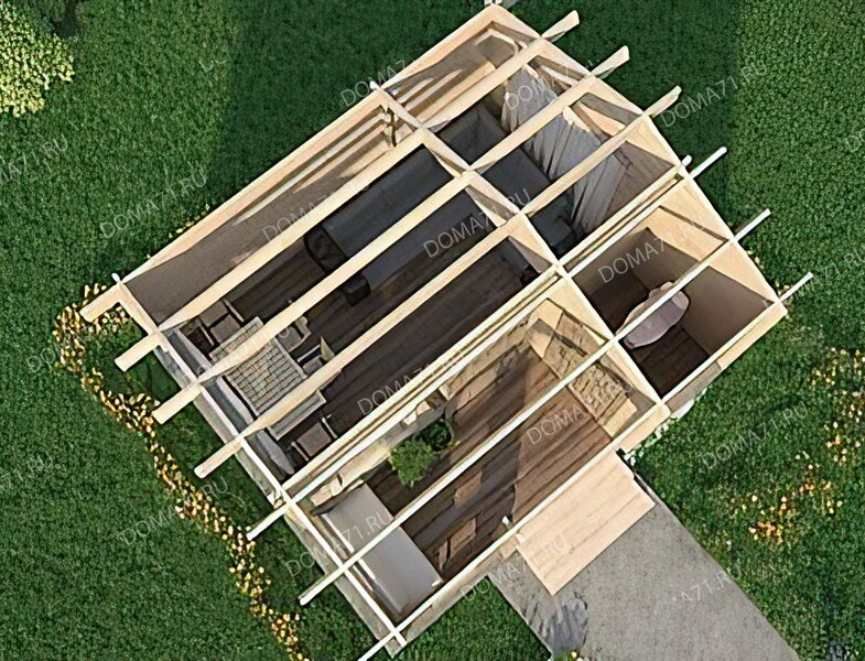 Садовый домик 4х4,5 из бруса. Проект 33