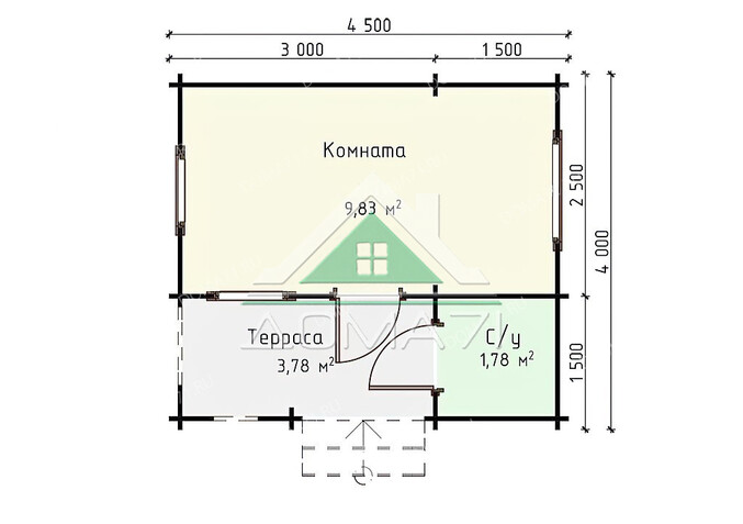 Садовый домик 4х4,5 из бруса. Проект 33