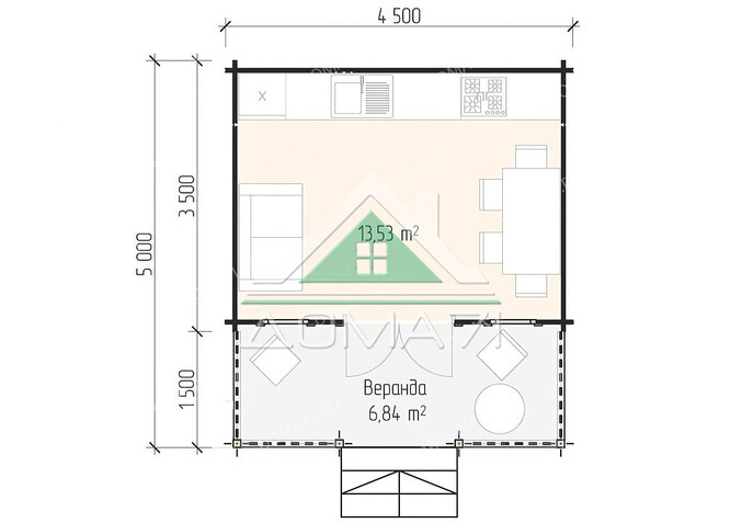 Садовый домик из бруса 4х5. Проект 35