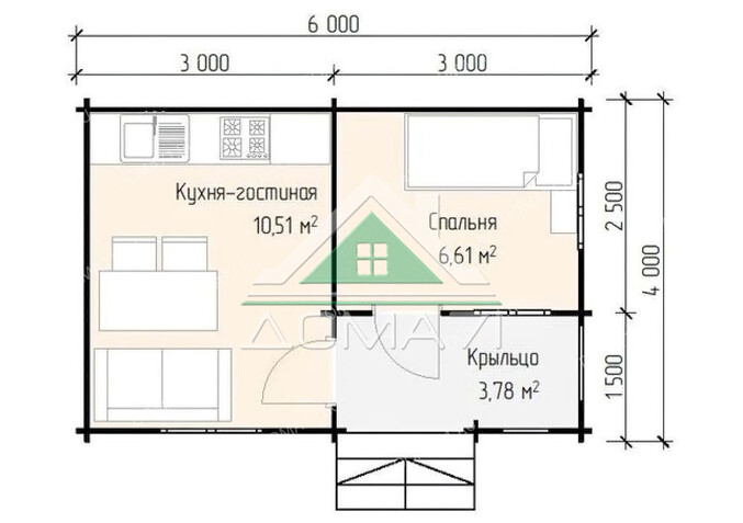 Дачный дом из бруса 4х6. Проект 36