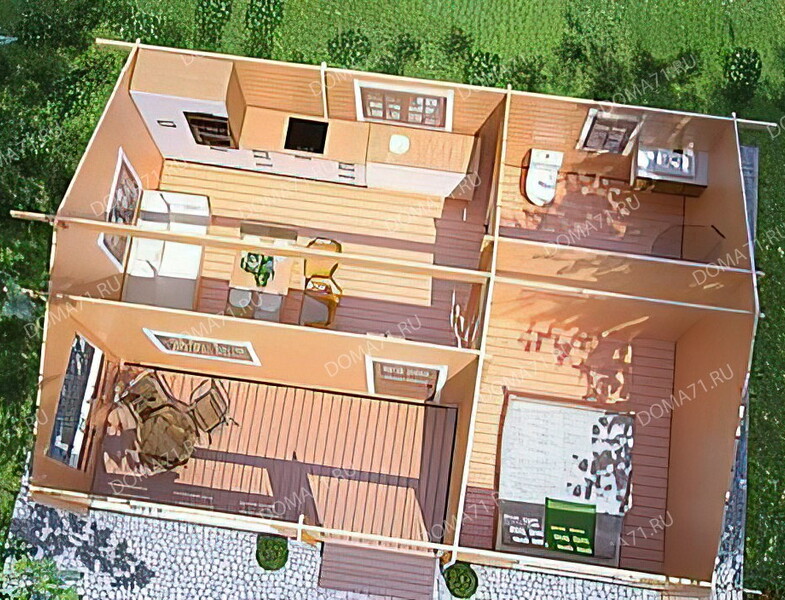 Дом из бруса 6х8. Проект 38