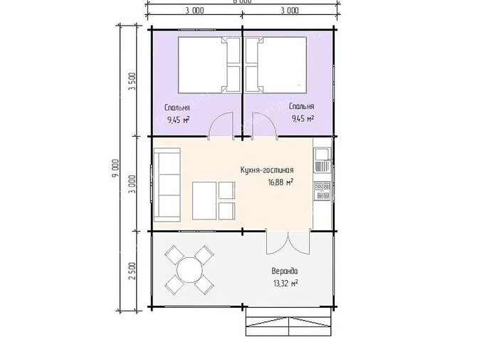 Дом из бруса 6х9. Проект 39
