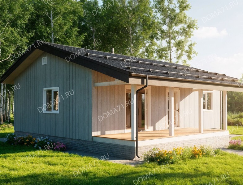 Каркасный дом 87 кв.м  1 этаж с 3 спальнями проект 31