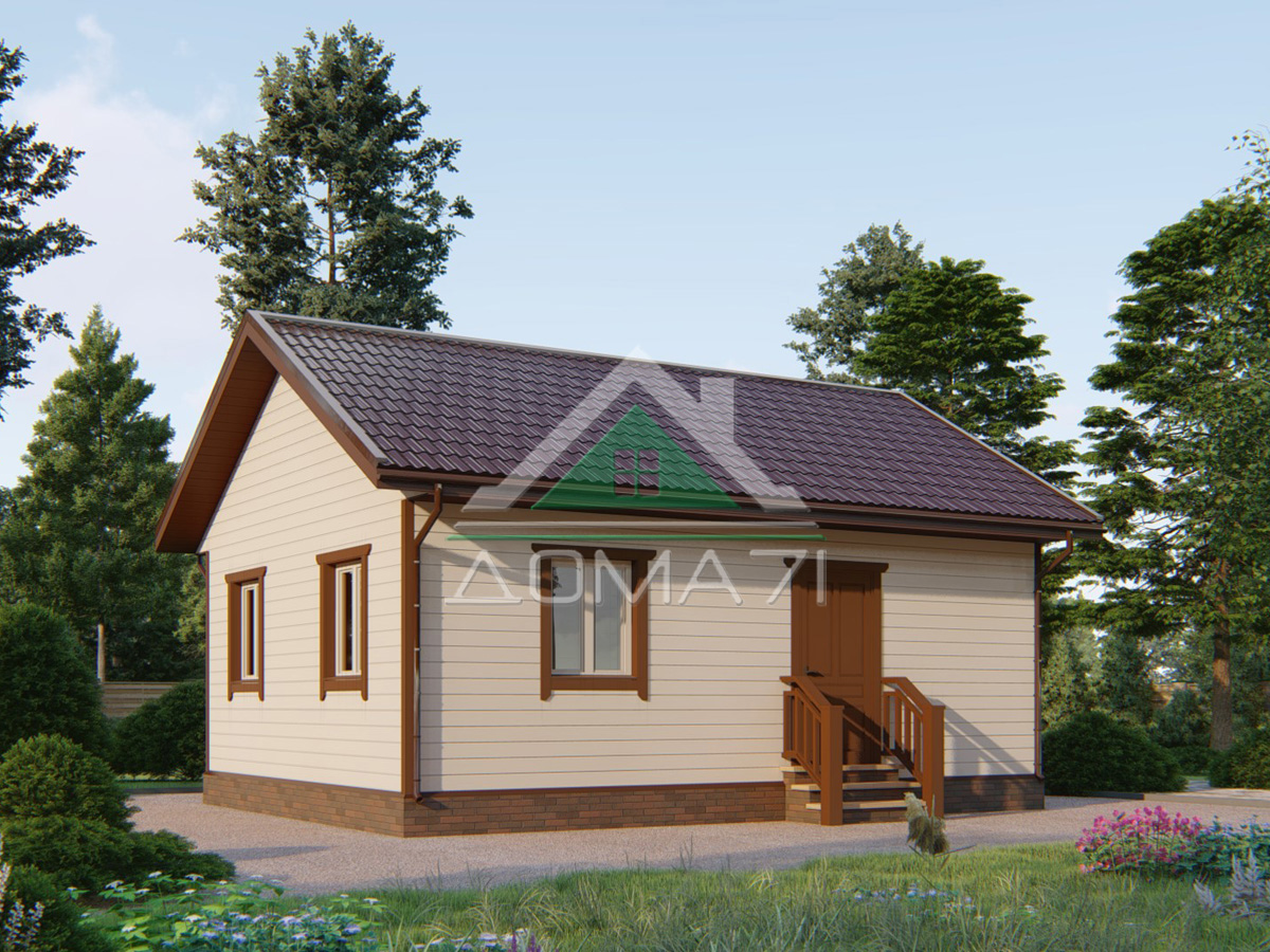 Проект дома Каркасный дом 6×8 одноэтажный проект 57