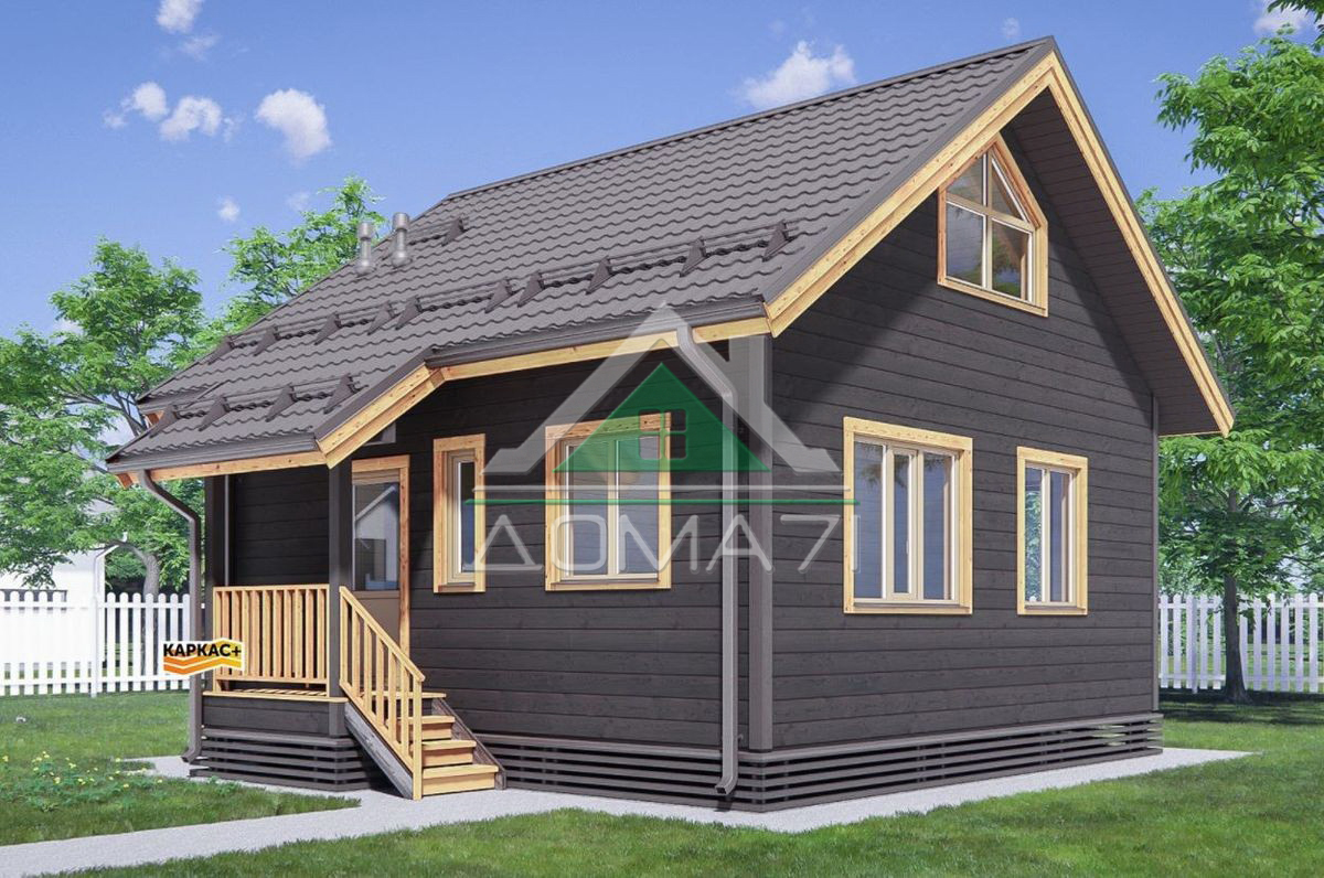 Проект дома Каркасный дом 7×8 с мансардным этажом №64