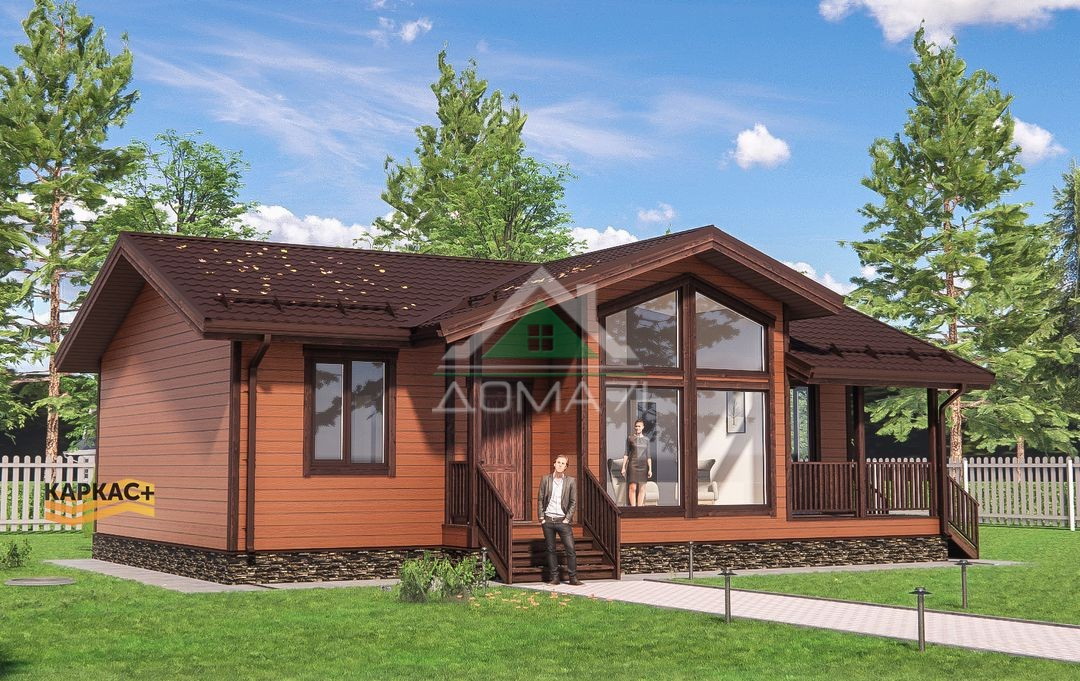 Проект дома Каркасный дом 13,5х8,65 из сухой строганной доски