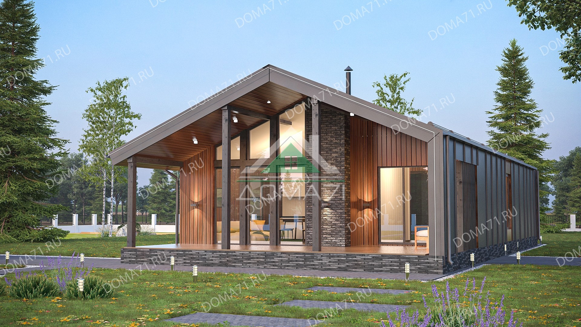 Проект дома Барнхаус 110 кв.м каркасный 14.5×7.5 проект 73