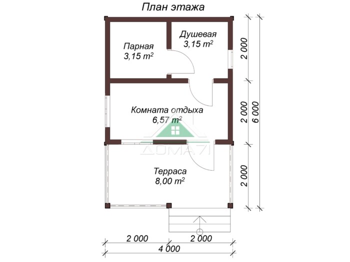 Баня из бруса 6x4 план